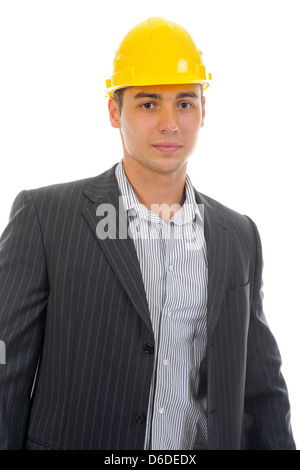 Businessman in the construction helmet Stock Photo