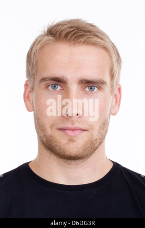 portrait of a young man with blond hair - isolated on white Stock Photo