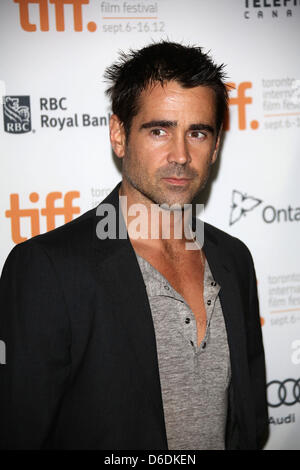 Actor Colin Farrell arrives at the premiere of 'Seven Psychopaths' during the Toronto International Film Festival at Ryerson Theatre in Toronto, Canada, on 07 September 2012. Photo: Hubert Boesl Stock Photo