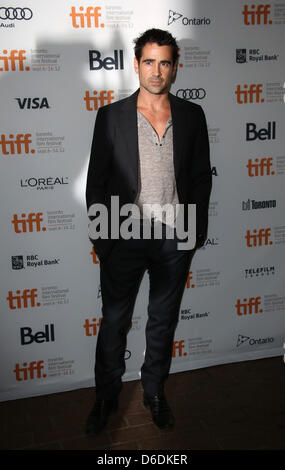 Actor Colin Farrell arrives at the premiere of 'Seven Psychopaths' during the Toronto International Film Festival at Ryerson Theatre in Toronto, Canada, on 07 September 2012. Photo: Hubert Boesl Stock Photo