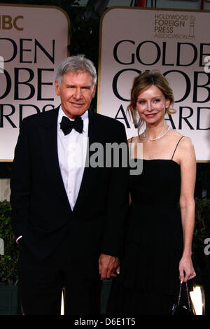 US actors Harrison Ford and Calista Flockhart attend the 69th Annual Golden Globe Awards presented by the Hollywood Foreign Press Association in Hotel Beverly Hilton in Los Angeles, USA, on 15 January 2012. Photo: Hubert Boesl Stock Photo