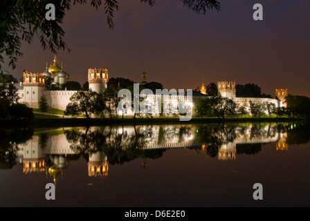 Novodevichy Convent at Night, Moscow, Russia Stock Photo