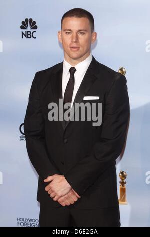 US actor Channing Tatum poses in the press room of the 69th Annual Golden Globe Awards presented by the Hollywood Foreign Press Association in Hotel Beverly Hilton in Los Angeles, USA, on 15 January 2012. Photo: Hubert Boesl Stock Photo