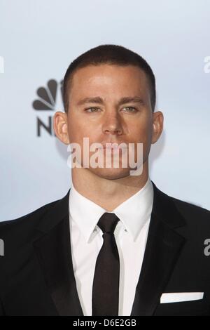 US actor Channing Tatum poses in the press room of the 69th Annual Golden Globe Awards presented by the Hollywood Foreign Press Association in Hotel Beverly Hilton in Los Angeles, USA, on 15 January 2012. Photo: Hubert Boesl Stock Photo