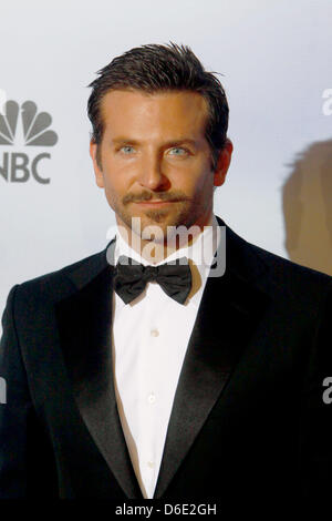 US actor Bradley Cooper poses in the press room of the 69th Annual Golden Globe Awards presented by the Hollywood Foreign Press Association in Hotel Beverly Hilton in Los Angeles, USA, on 15 January 2012. Photo: Hubert Boesl Stock Photo