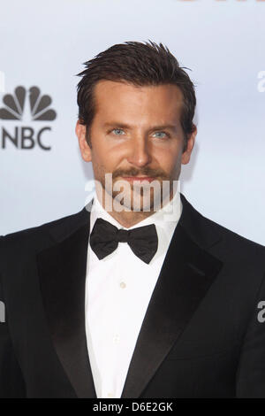 US actor Bradley Cooper poses in the press room of the 69th Annual Golden Globe Awards presented by the Hollywood Foreign Press Association in Hotel Beverly Hilton in Los Angeles, USA, on 15 January 2012. Photo: Hubert Boesl Stock Photo