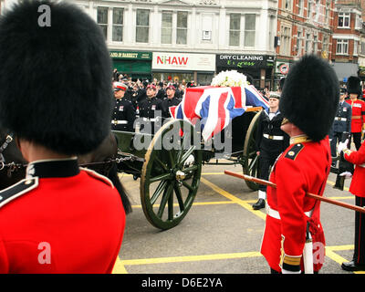 BARONESS THATCHER COFFIN MARGRET THATCHER FUNERAL 17 April 2013 LUDGATE LONDON ENGLAND UK Stock Photo