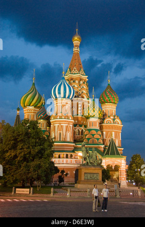 St Basil's Cathedral at Night, Red Square, Moscow, Russia Stock Photo