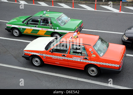 Japanese taxis in Tokyo, Japan Stock Photo