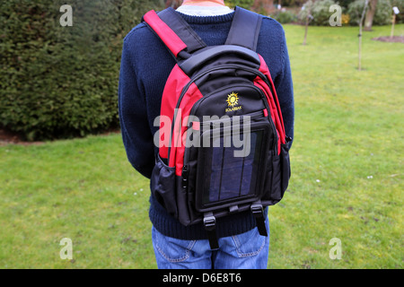 Man With Solarbak Solar Backpack With Solar Panel Stock Photo