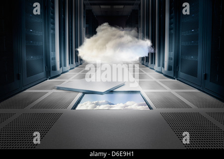 Cloud hovering over ceiling tile Stock Photo