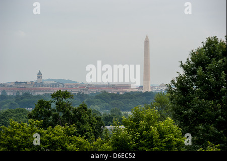 The Washington Monument from Arlington National Cemetery, Virginia, USA . Stock Photo