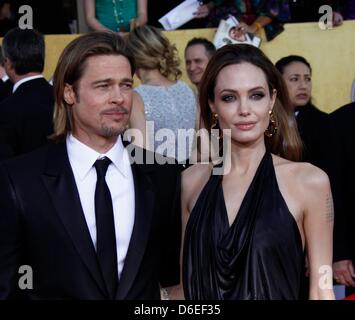 US actors Angelina Jolie and Brad Pitt attend the 18th Annual Screen Actor's Guild - SAG - Awards at Shrine Auditorium in Los Angeles, USA, on 29 January 2012. Photo: Hubert Boesl Stock Photo