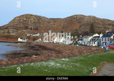 Row of houses in Shieldaig, Wester Ross, Northwest Highlands, Scotland Stock Photo