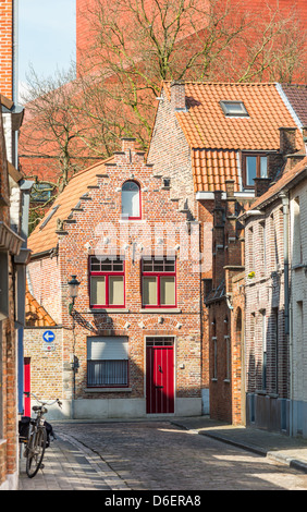 Beautiful narrow street in Bruges, Belgium Stock Photo