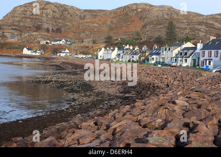 Row of houses in Shieldaig, Wester Ross, Northwest Highlands, Scotland Stock Photo