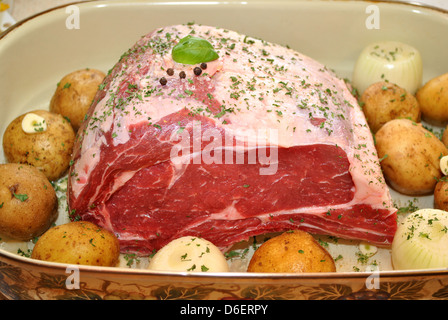 Prime Rib Roast Ready for the Oven Stock Photo