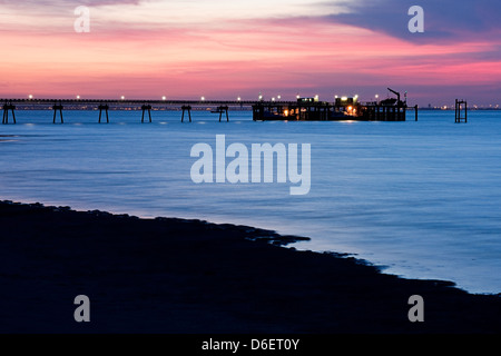 Photograph showing the lifeboat jetty at Spurn Point, Humberside. Stock Photo