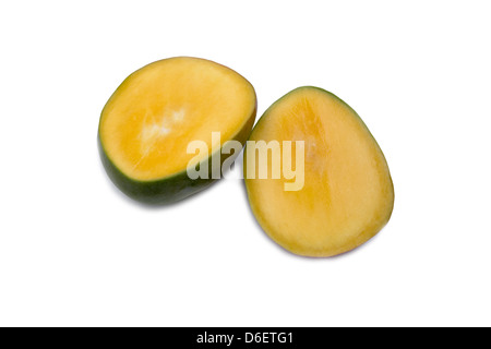 Mango halves on white background Stock Photo