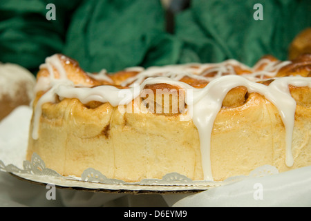 Cinnamon cake on the midnight dessert buffet of a cruise ship Stock Photo