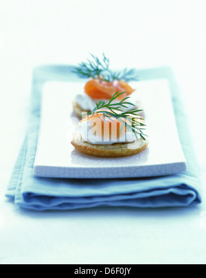 Salmon blini Stock Photo