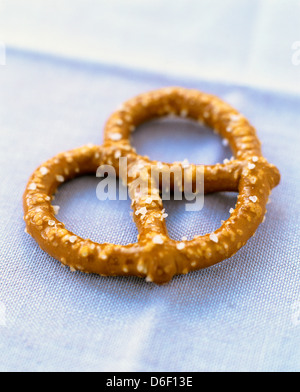 Salted Pretzel on a Napkin Stock Photo