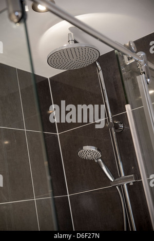 Modern shower cubicle in a domestic bathroom. Stock Photo