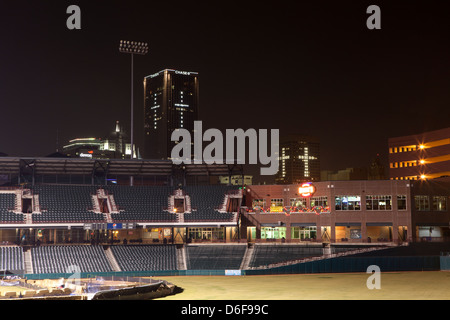 Chickasaw Bricktown Ballpark  at night in Oklahoma City, Oklahoma, USA Stock Photo