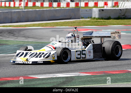 FIA Masters Historic Formula One race at Montmelo 12th April 2013 - Tommy Dreelan in 1976 March 761-4 Stock Photo