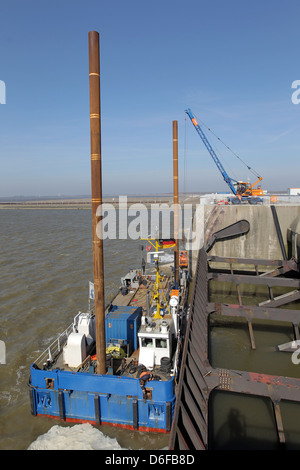 Wesselburenerkoog, Germany, Eidersperrwerk at the mouth of the Eider Stock Photo