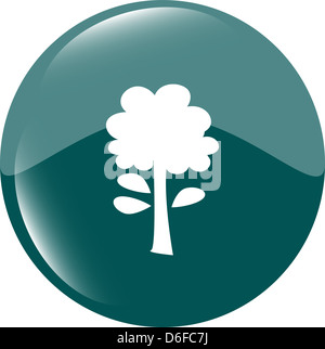 Tree Icon on Round Black Button Collection Original Illustration Stock ...