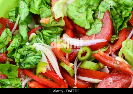 Tomato salad with lettuce and chilli Stock Photo