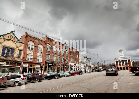 Business district and Susquehanna County Courthouse, Montrose, Pennsylvania Stock Photo