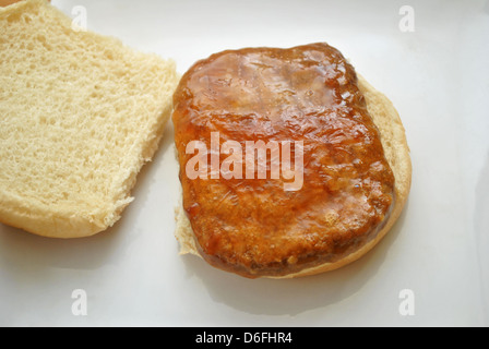 Salisbury Steak on a Bun for Lunch Stock Photo