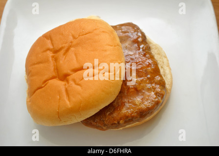 Salisbury Steak Pattie Sandwich Stock Photo