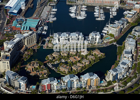 Apartments at Victoria and Alfred Waterfront, Cape Town, South Africa - aerial Stock Photo