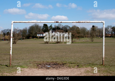 Football goalposts, Knowle Park, Knowle, West Midlands, England, UK Stock Photo