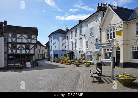 Buildings in The Square (former marketplace) of the historic village of Axbridge, Somerset, England. Stock Photo