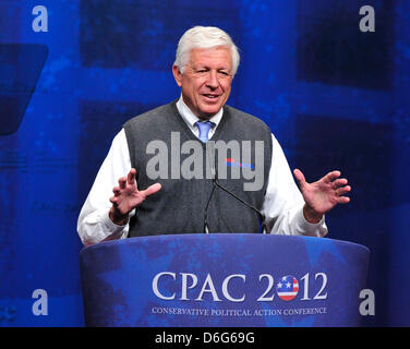 Foster Friess, Chairman, Friess Associates, introduces former United States Senator Rick Santorum (Republican of Pennsylvania), a candidate for the 2012 Republican Party nomination for President of the United States, at the 2012 CPAC Conference at the Marriott Wardman Park Hotel in Washington, D.C. on Friday, February 10, 2012..Credit: Ron Sachs / CNP Stock Photo