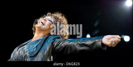 (dpa file) - A file picture dated 22 May 2010 shows US singer Whitney Houston during a concert at Hanns-Martin-Schleyer-Halle in Stuttgart, Germany. Houston died at the age of 48 in a hotel in Los Angeles in the afternoon of 11 February 2012 local time. The cause of death is not yet disclosed. Photo: Uwe Anspach Stock Photo