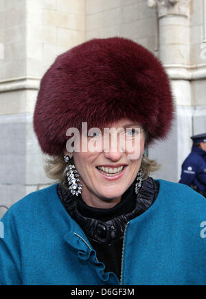 Princess Astrid of Belgium arrives for the special mass to commemorate the deceased members of the Belgian royal family at the Our Lady Church in Brussels, Belgium, 16 February 2012. Photo: Albert Nieboer dpa NETHERLANDS OUT Stock Photo