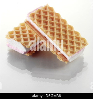 Pink and White Marshmallow Wafers Stock Photo