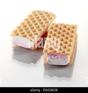 Pink and White Marshmallow Wafers Stock Photo