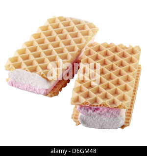 Pink and White Marshmallow Wafers Stock Photo