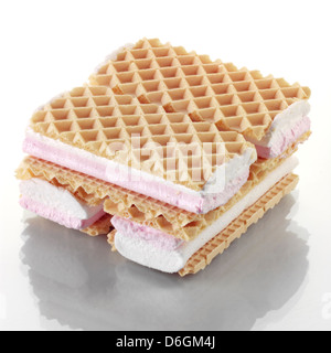 Pink and White Marshmallow Wafers Stock Photo