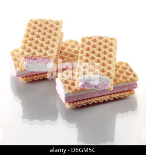 Pink and White Marshmallow Wafers Stock Photo