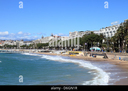 The beach in Cannes, French Riviera, France Stock Photo