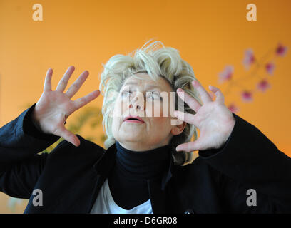 Danish singer Gitte Haenning poses during rehearsal for the RTL television show 'Let's Dance' at 'Mambita' dance school in Berlin, Germany, 22 February 2012. The dancing competition between stars will be broadcast from 14 March at 08:15 pm. Photo: Jens Kalaene Stock Photo