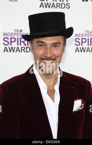 Swiss actor/rapper Carlos Leal attends the 27th Annual Film Independent Spirit Awards in a tent on Santa Monica Beach in Los Angeles, USA, on 25 February 2012. Photo: Hubert Boesl Stock Photo