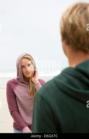 Couple talking outdoors Stock Photo